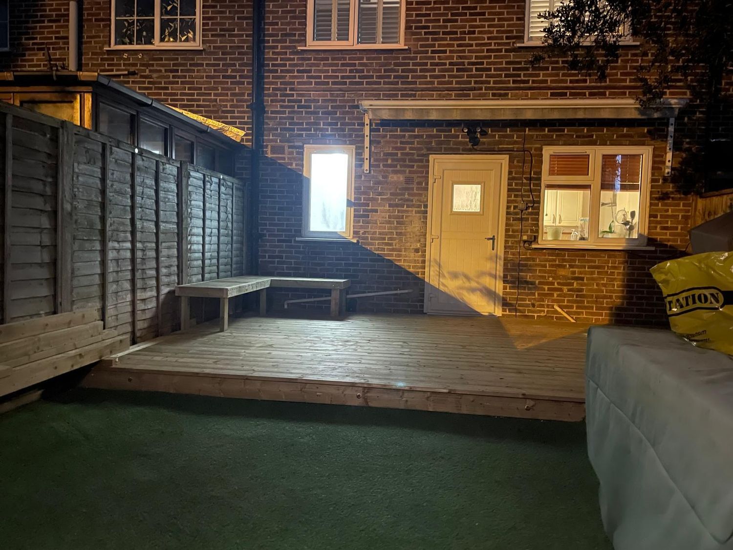 The same garden after the decking was completed