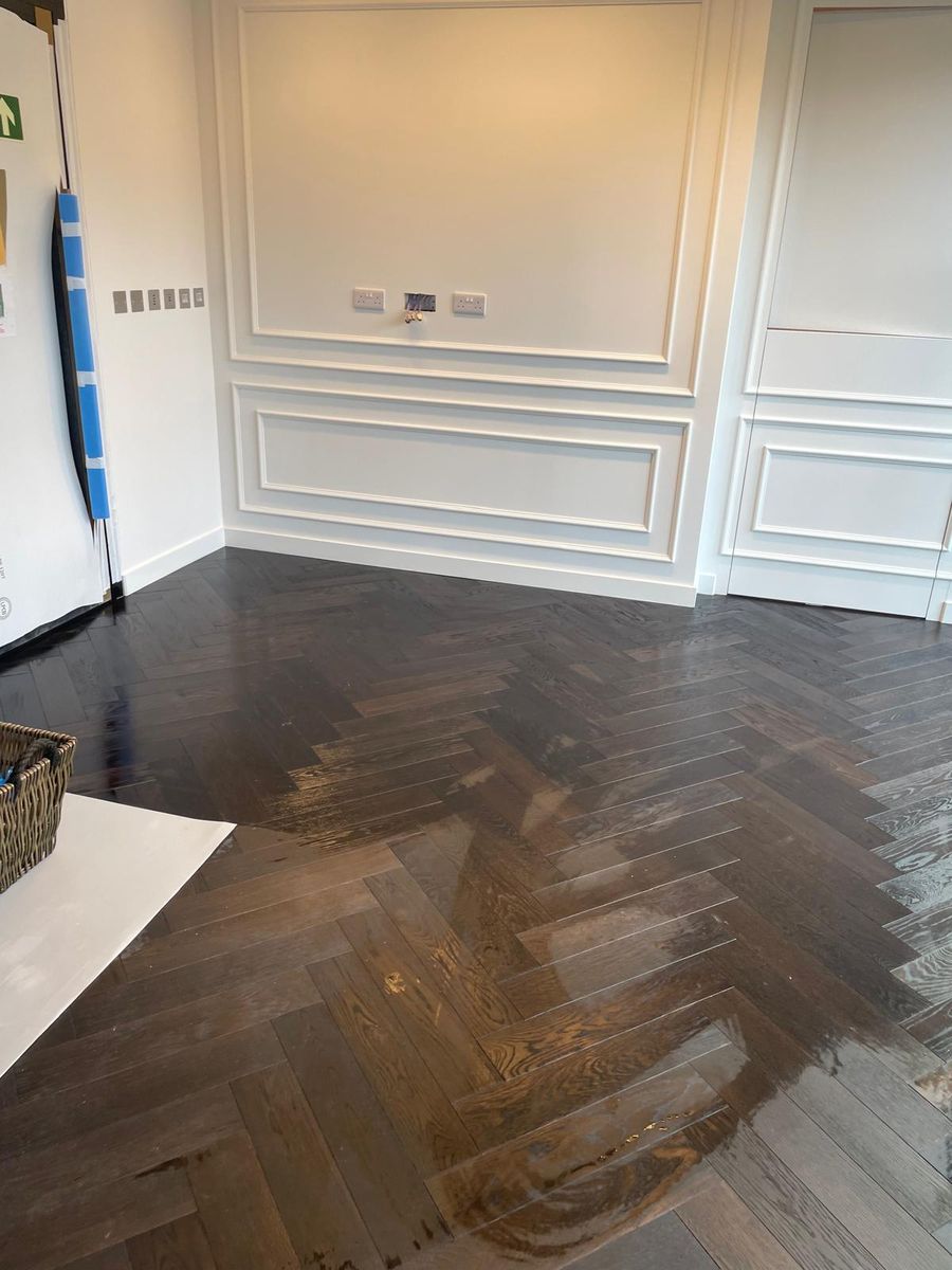 Flooring and wall panelling completed together in one room