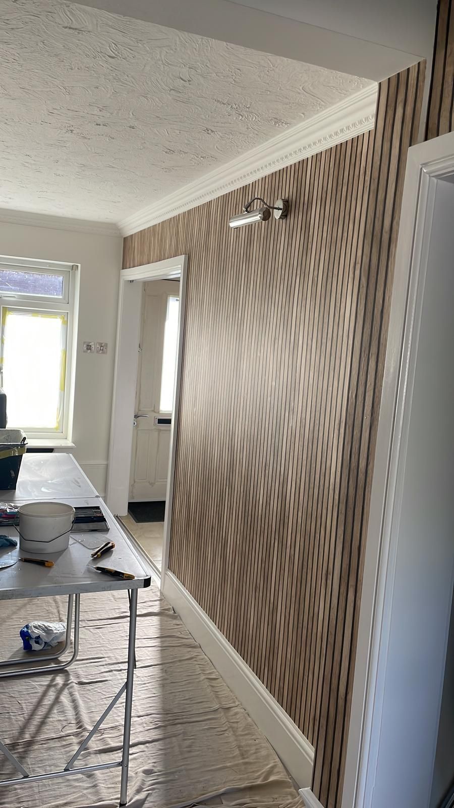 Timber wall panelling, finished view
